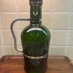 A Vintage German Green Glass Beer Growler w "BRYGGERIET" (Brewery) and "Apollo"